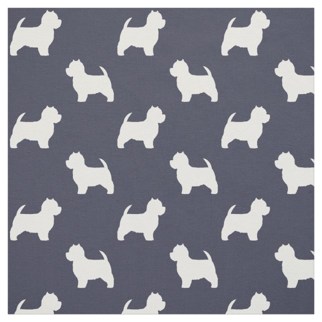 Tecido Teste padrão das silhuetas de Terrier branco de (Modelo)