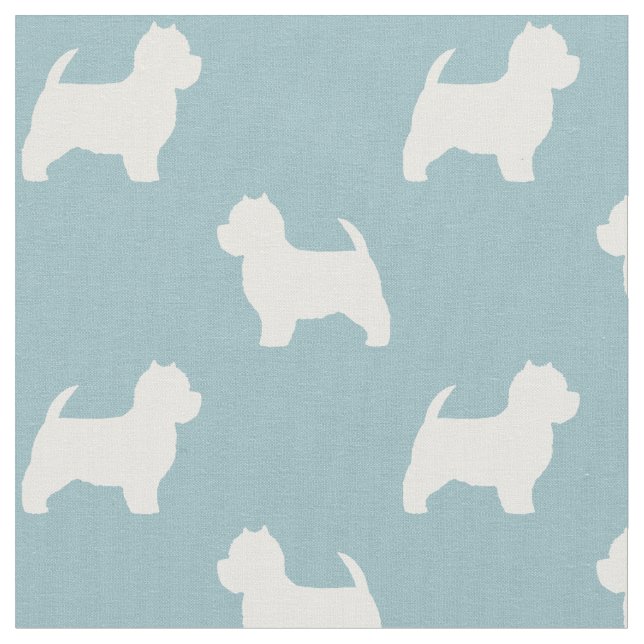 Tecido Teste padrão das silhuetas de Terrier branco de (Detalhe)