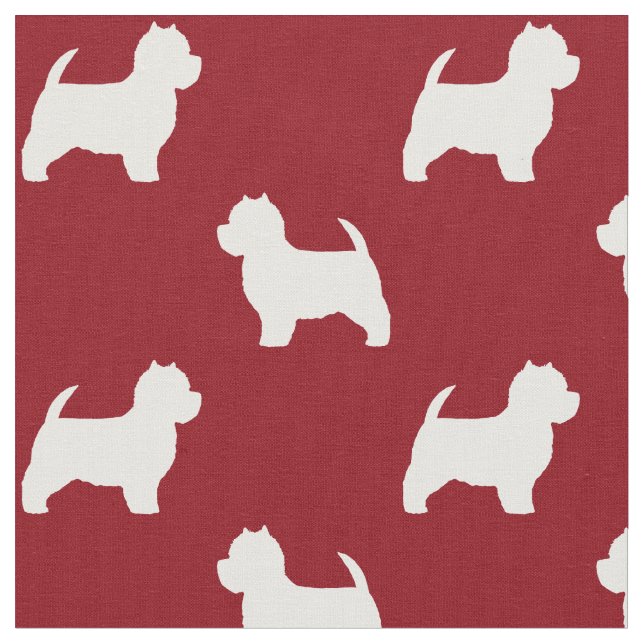 Tecido Teste padrão das silhuetas de Terrier branco de (Detalhe)