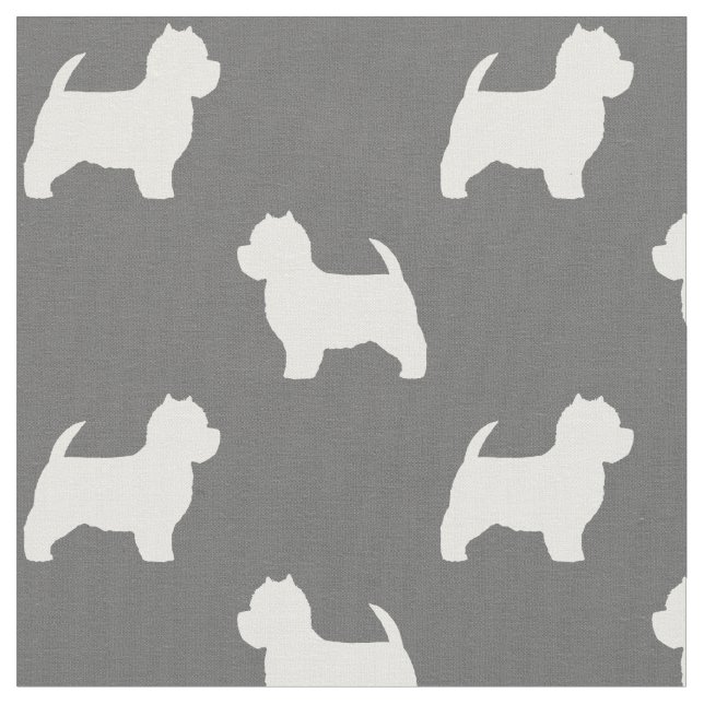 Tecido Teste padrão das silhuetas de Terrier branco de (Detalhe)