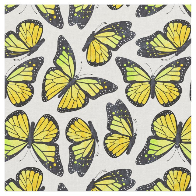 Tecido Teste padrão de borboleta amarelo do monarca (Detalhe)
