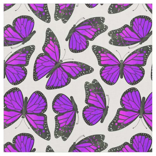 Tecido Teste padrão de borboleta roxo do monarca (Detalhe)