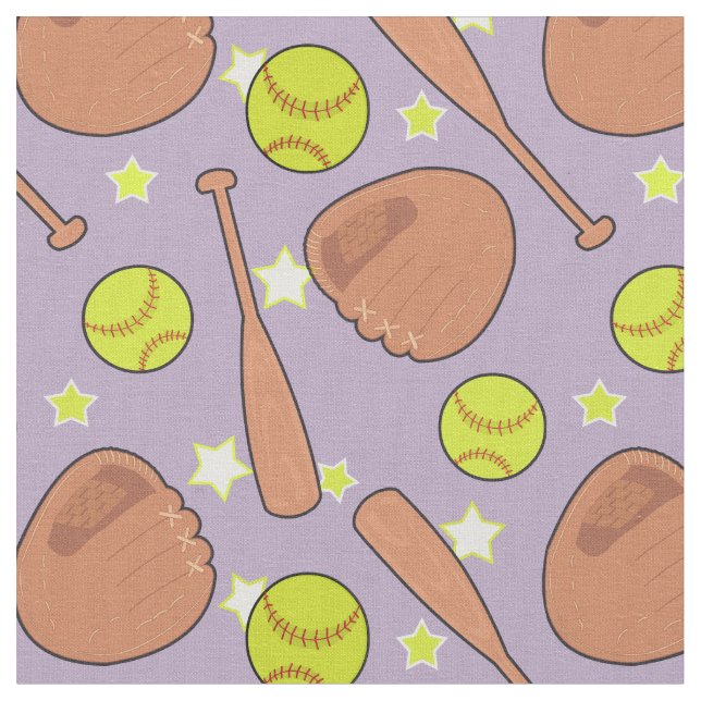 Tecido Teste padrão de estrela roxo bonito do softball (Detalhe)
