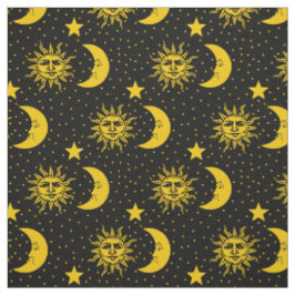Tecido Teste padrão de estrelas da lua de Sun do vintage