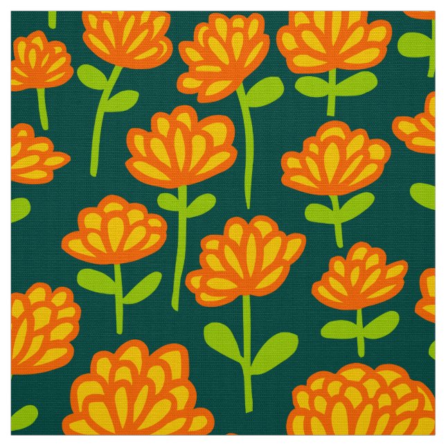 Tecido Teste padrão de flor alaranjado 240515 - no verde (Modelo)