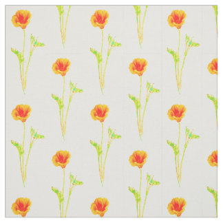 Tecido Teste padrão de flor alaranjado da papoila de