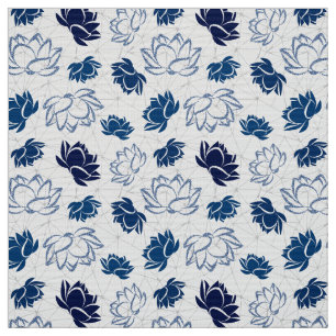 Tecido Teste padrão de flor de Lotus com brilho azul