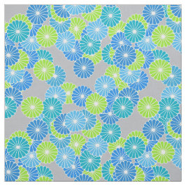Tecido Teste padrão de flor do art deco - azul e verde