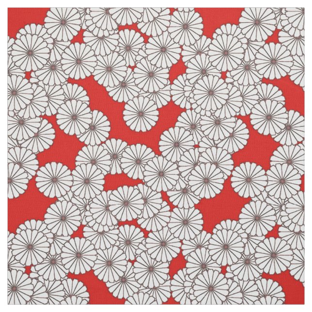 Tecido Teste padrão de flor do art deco - branco no (Modelo)