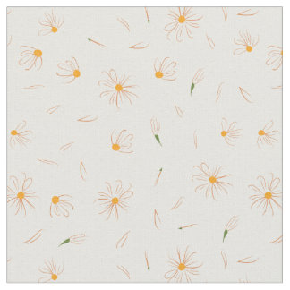Tecido Teste padrão de flor esboçado da margarida - teste