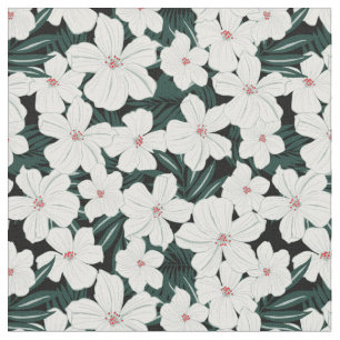 Tecido Teste padrão de flores tropical branco