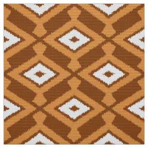 Tecido Teste padrão de Ikat - Brown, oxidação e creme