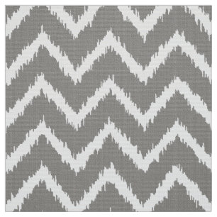 Tecido Teste padrão de Ikat Chevron - cinza de