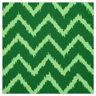 Tecido Teste padrão de Ikat Chevron - pinho e luz - verd