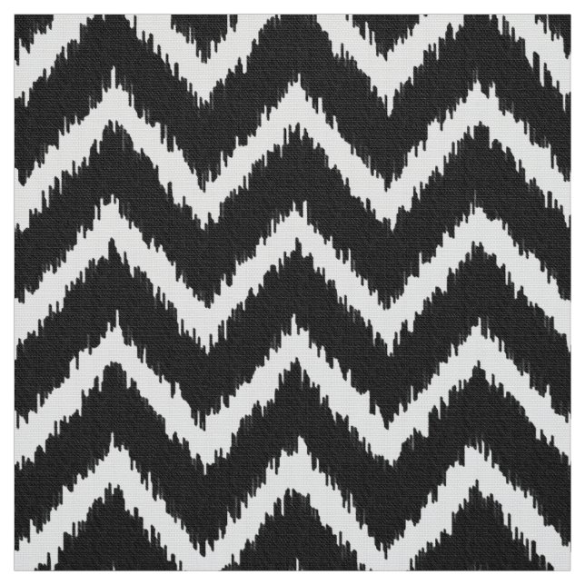 Tecido Teste padrão de Ikat Chevron - preto e branco (Modelo)