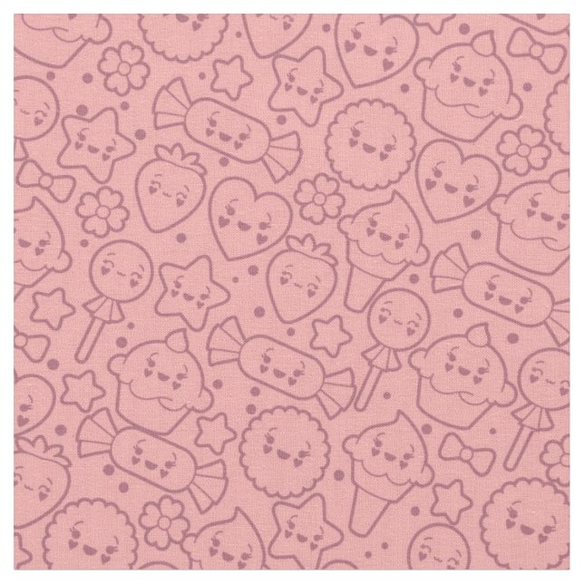 Tecido Teste padrão de Kawaii com bolos bonitos (Detalhe)