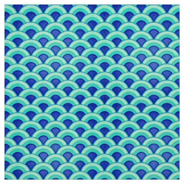 Tecido Teste padrão de onda do art deco - turquesa e (Modelo)