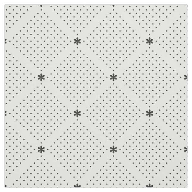 Tecido Teste padrão de pontos pequeno branco preto (Modelo)