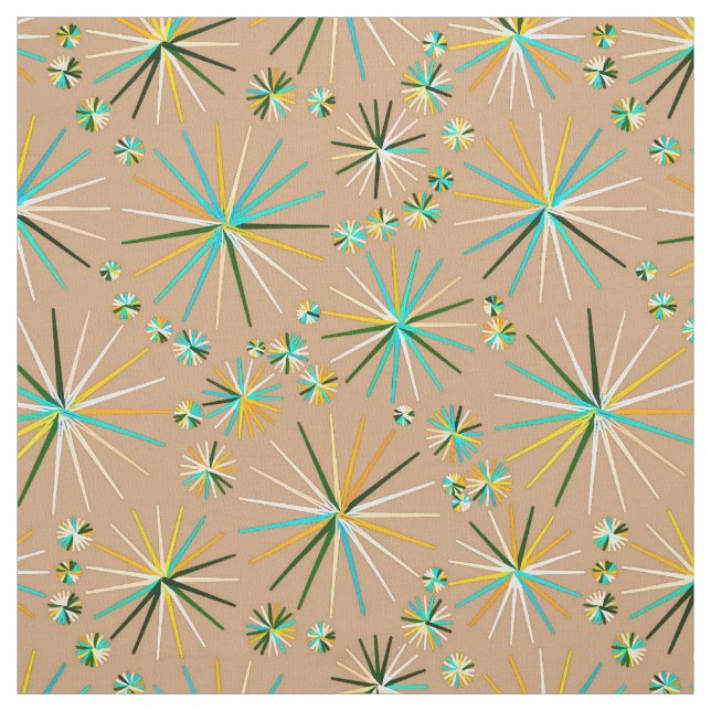 Tecido Teste padrão de Sputnik do meio século, Taupe Tan (Modelo)