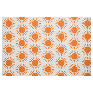 Tecido Teste padrão de Sun - laranja no branco