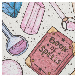 Tecido Teste padrão de Witchy da aguarela