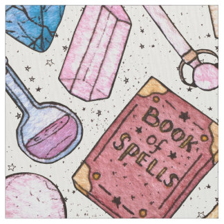 Tecido Teste padrão de Witchy da aguarela