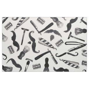 Tecido Teste padrão do barbeiro da aguarela do barbeador