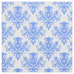 Tecido Teste padrão do damasco 02 - azul bebé no branco