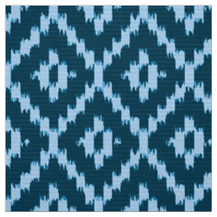 Tecido Teste padrão do diamante de Ikat - índigo e azul