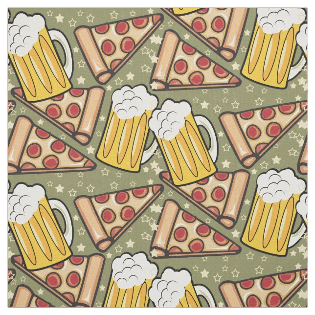 Tecido Teste padrão do gráfico da cerveja e da pizza (Modelo)