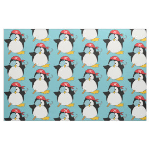 Tecido Teste padrão do gráfico do pinguim do pirata
