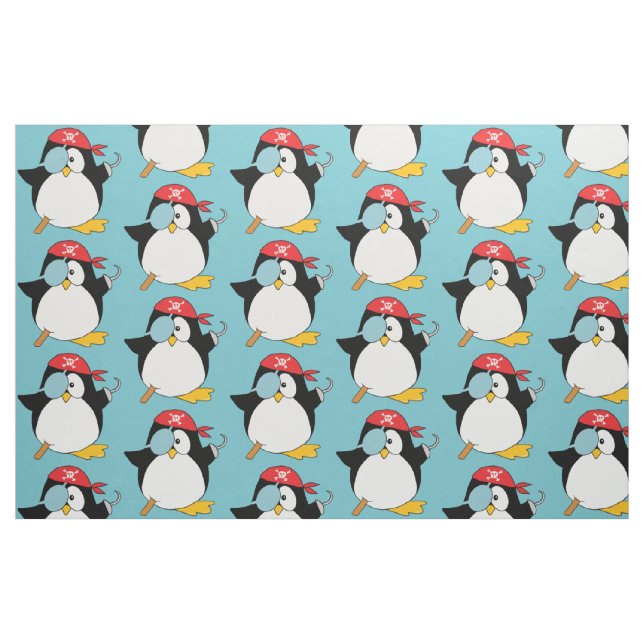 Tecido Teste padrão do gráfico do pinguim do pirata (Fat Quarter)