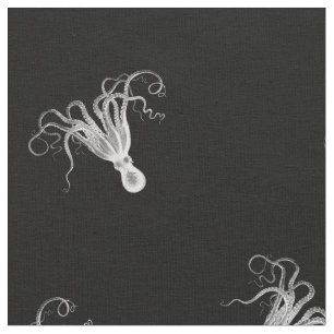 Tecido Teste padrão do lance do preto do polvo do vintag