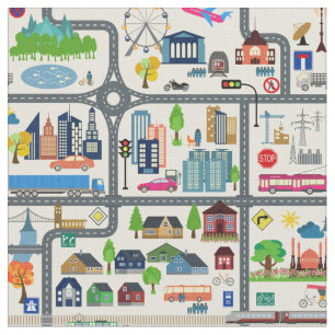 Tecido Teste padrão do mapa da cidade