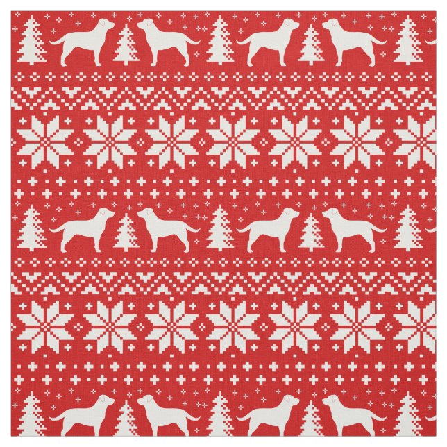 Tecido Teste padrão do Natal das silhuetas de labrador (Modelo)