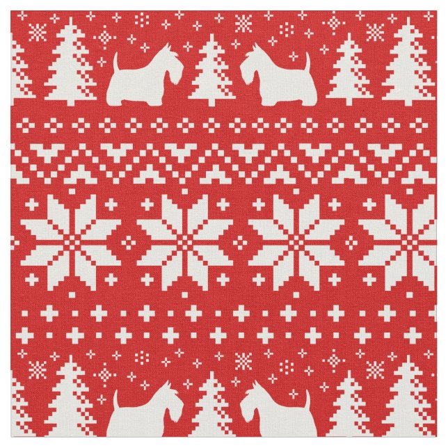 Tecido Teste padrão do Natal das silhuetas de Terrier do (Detalhe)