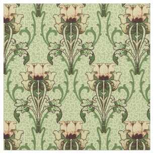 Tecido Teste padrão do ornamento da tulipa de Nouveau da