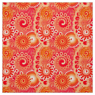 Tecido Teste padrão do redemoinho do Fractal, rosa coral