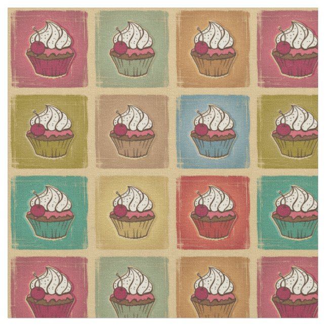 Tecido Teste padrão do vintage feito dos cupcakes (Detalhe)