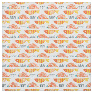 Tecido Teste padrão dos peixes da natação da arte popu