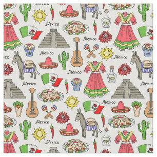 Tecido Teste padrão dos símbolos de México  