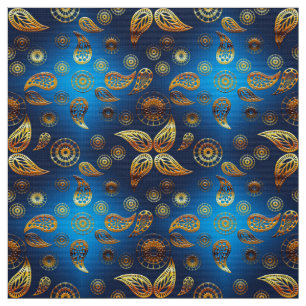 Tecido Teste padrão dourado étnico de paisley