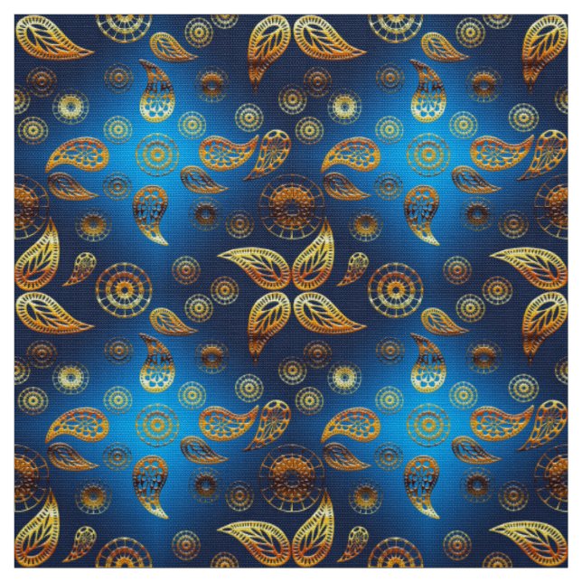 Tecido Teste padrão dourado étnico de paisley (Modelo)