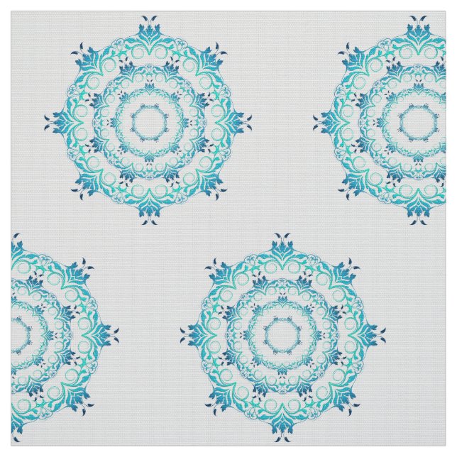 Tecido teste padrão étnico da mandala da cerceta (Modelo)