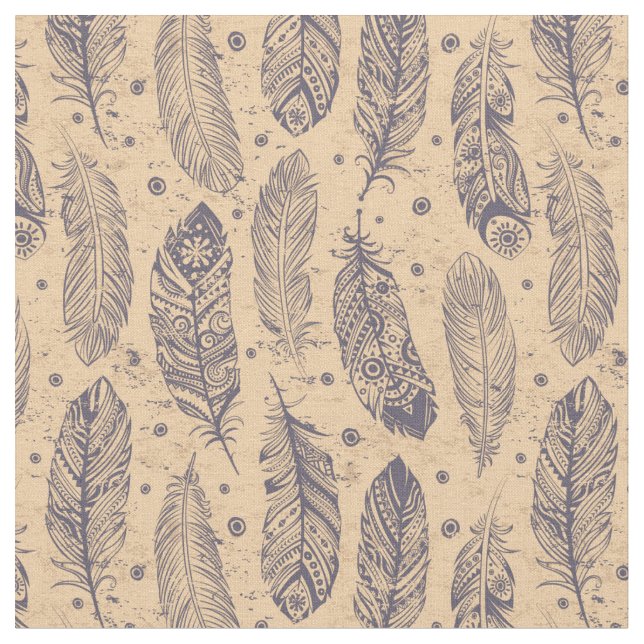 Tecido Teste padrão étnico do esboço da pena (Detalhe)