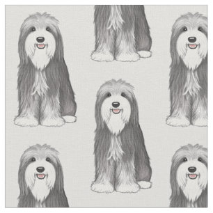 Tecido Teste padrão farpado do cão dos desenhos animado