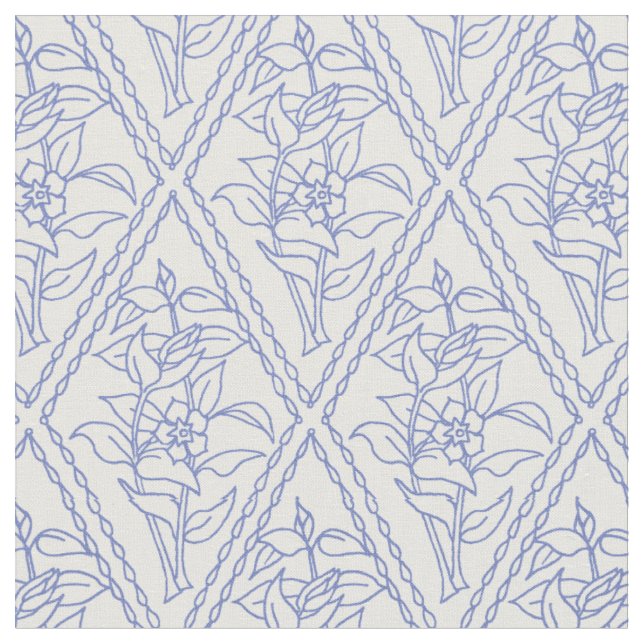 Tecido Teste padrão floral azul do diamante da pervinca (Detalhe)