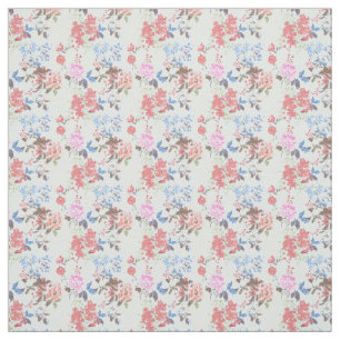 Tecido Teste padrão floral azul e cor-de-rosa do vintage