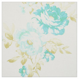 Tecido Teste padrão floral da cerceta do vintage