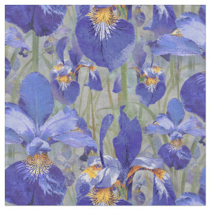 Tecido Teste padrão floral da íris azul